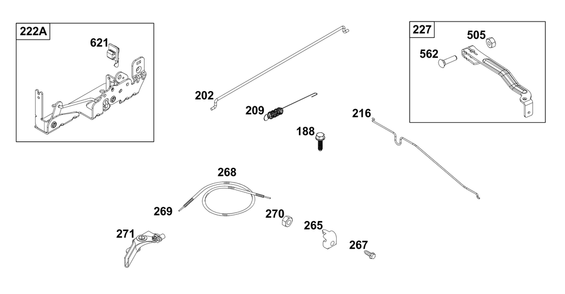 Controls Group Diagram and Parts List for 104M02-0192-H5 100000 - 19Z999 Briggs and Stratton Engine